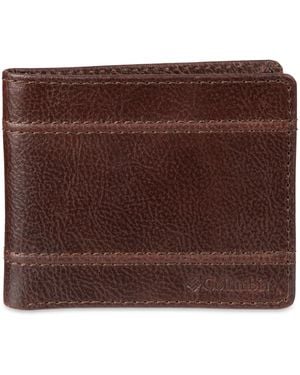 Columbia Leather Slimfold Wallet With Cord Inlay - Brown