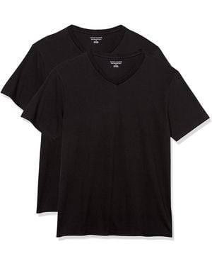 Amazon Essentials Kurzärmeliges T-Shirt mit V-Ausschnitt - Schwarz