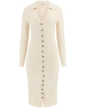 Guess Eco Long Sleeve V-neck Rib Miranda Sweater Dress - White
