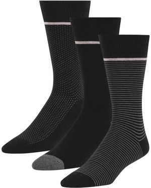 Ted Baker 3 Pack Pattern Crew Dress Socken - Schwarz