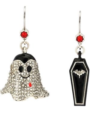 Betsey Johnson Halloween Vampire & Coffin Mismatch Earrings - Metallic