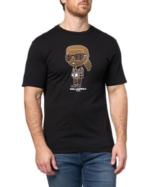 Karl Lagerfeld Paris Crewneck Short Sleeve Graphic Design Relaxed Fit T-shirt - Black