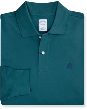 Brooks Brothers Long Sleeve Supima Cotton Pique Stretch Logo Polo Shirt - Green