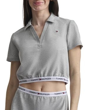 Tommy Hilfiger Cropped Short-sleeve Polo Shirt - Gray