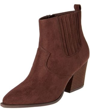 The Drop Sia Pointed Toe Western Ankle Boot - Braun