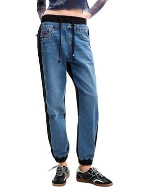 Desigual Contrast Jogger Jeans Blue