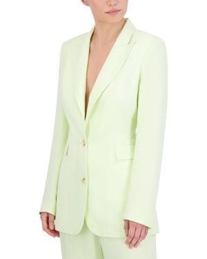 BCBGMAXAZRIA Long Sleeve V Neck Single Breasted Blazer Jacket - White