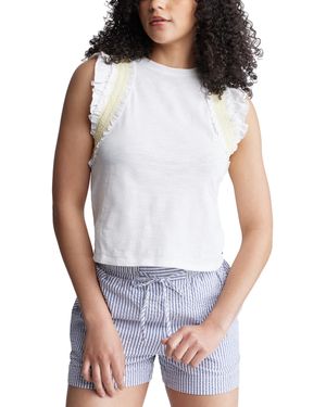 Buffalo David Bitton Betina Ruffle Sleeve Tank Top - White