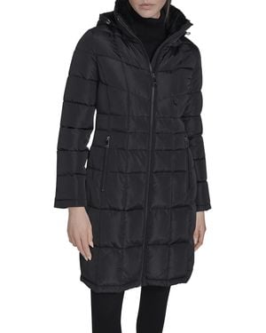 Calvin Klein Full Length Puffer Coat – Hooded Quilted Winter Jacket With Zip Up - Black