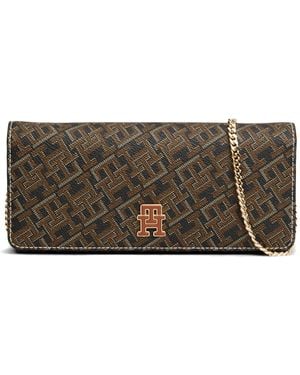 Tommy Hilfiger Monopoly Clutch With Removable Chain - Brown