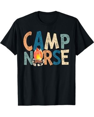 Camper Camp Nurse Retro T-shirt - Black