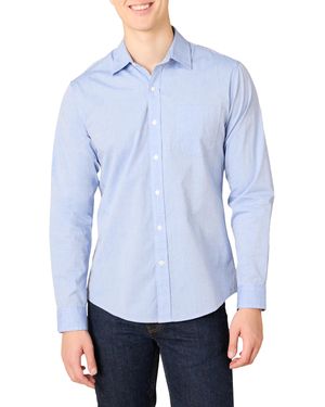 Amazon Essentials Camicia in Popeline a iche Lunghe Slim Uomo - Blu