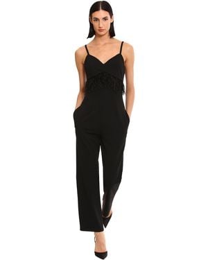 Donna Morgan Dresses Feather Detail Jumpsuit Event Occasion Party Date Night Out Guest Black