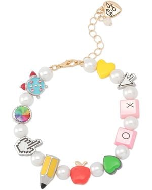 Betsey Johnson Straight A's Back To School Charm Pearl Bracelet - Yellow