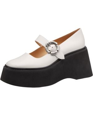 COACH Tea Rose Platform Mary Janes Loafer - Black