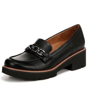 Naturalizer S Cabana Lug Sole Slip On Loafer Black Smooth 6.5 M