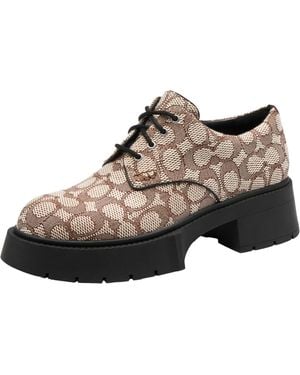 COACH Lyla Platform Signature Textile Jacquard Derby Cocoa/black 5 B - Brown