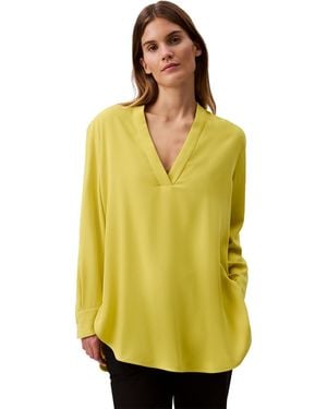 Calvin Klein Relaxed V Neck Blouse - Yellow