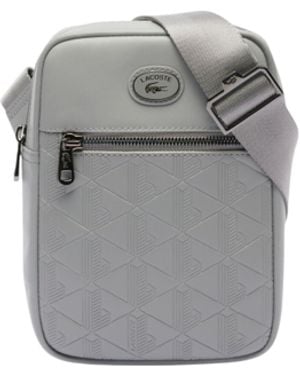 Lacoste S Embossed Monogram Vertical Satchel - Gray