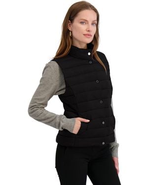 Tahari Quilted Lightweight Vest With Snap Closure - Black