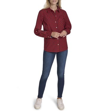 Nautica Long Sleeve Roll Tab Button Up Shirt - Red