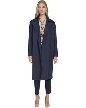 Tommy Hilfiger Suits Ponte Trench Coat Jacket - Black