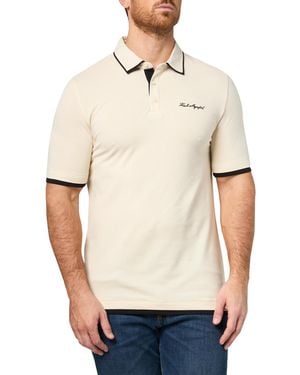 Karl Lagerfeld Paris Contrast Trimming Basic Buttons Polo - Natural