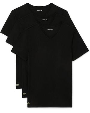 Lacoste 100% Cotton Slim Fit V-neck T-shirt 3-pack - Black