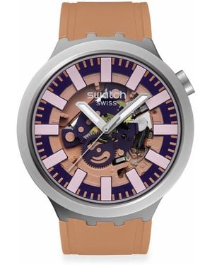 Swatch Casual Watch Beige Stainless Steel Quartz Terracotta Tide - Gray