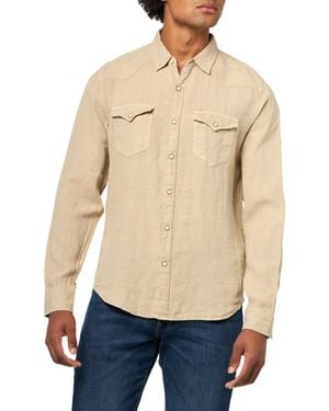 Lucky Brand Linen Western Long Sleeve Shirt - Blue
