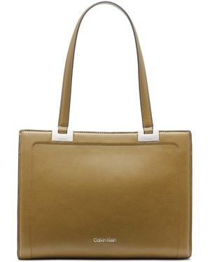 Calvin Klein Palm Triple Compartment Organizational Tote - Metallic