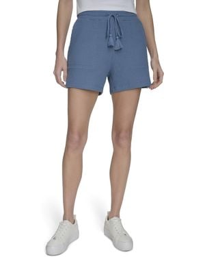Andrew Marc Waffle Textured Drawstring Waistband Short - Blue