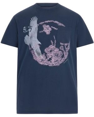 Guess Eco Short Sleeve Cherry Blossom Eagle Tee - Blue