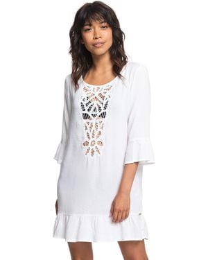 Roxy S Goldy Soul Long Sleeve Cover-up Dress - White