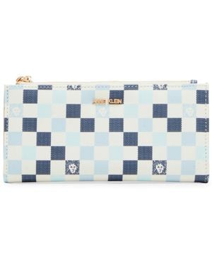 Anne Klein S Checkered Bifold Wallet - Blue