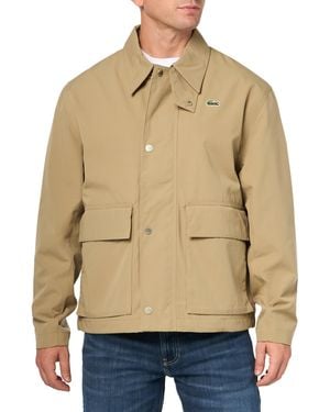 Lacoste Light Weight Short Parka Jacket W/pockets - Natural