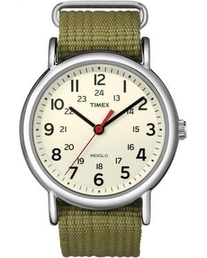 Timex Tone Case Cream Dial With Olive Fabric Slip-thru - Metallic