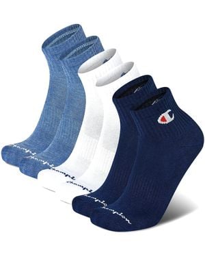 Champion 6pk Mens Cushion Quarter - Blue