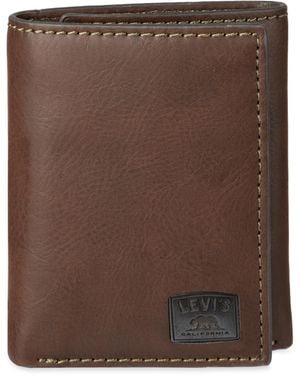Levi's Trifold Wallet-sleek And Slim Includes Id Window And Credit Card Holder - Brown
