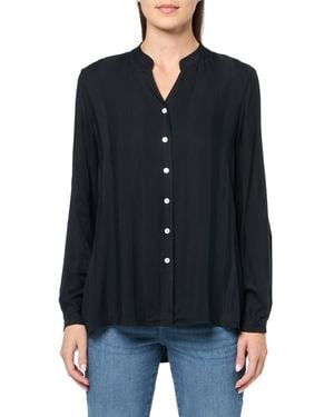 Tommy Hilfiger S Bandcollar Long Sleeve Button Up Sportswear Top - Black