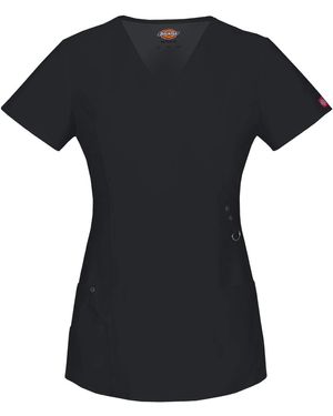 Dickies Xtreme Stretch Scrubs Top Mock Wrap Plus Size 85956 - Black