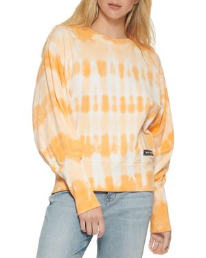DKNY Womens Jeans Pull Over,mock Or/wht,xl - Orange