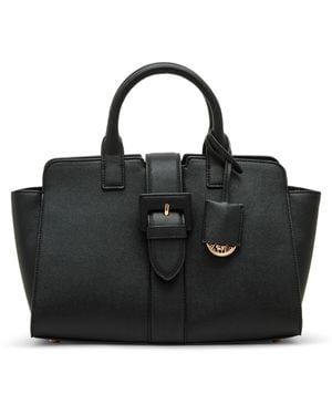 Anne Klein Covered Buckle Satchel With Convertible Strap - Black