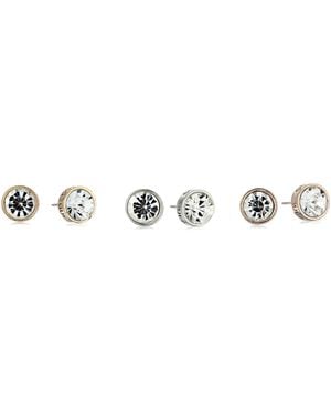 Guess "basic" Mixed Metal Crystal Trio Set Stud Earrings - Metallic