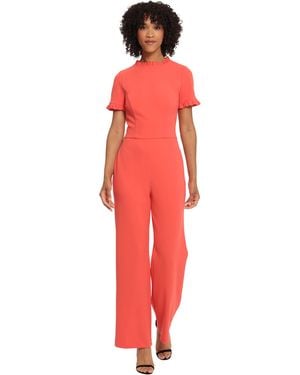 Maggy London High Neck Jumpsuit Workwear Office Occasion Event Guest Of - Red