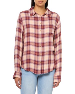 Lucky Brand Cloud Boyfriend Flannel Shirt - Red
