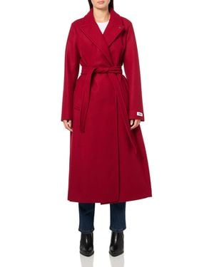DKNY Long Belted Faux-wool - Red