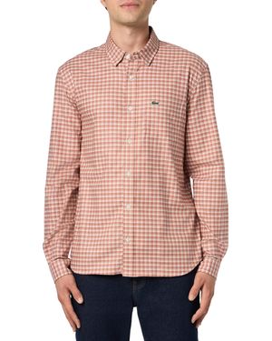 Lacoste Regular Fit Long Sleeve Flannel Shirt - Pink