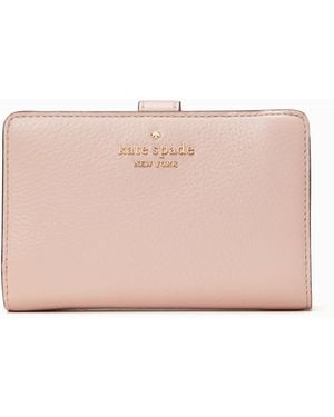 Kate Spade Leila Pebbled Leather Medium Compact Bifold Wallet - Pink