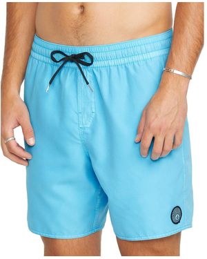 Volcom 17-inch Elastic Waist Surf Swim Trunks - Blue